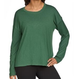 Patagonia Womens Long Sleeve Shirt Size XL Green Organic Cotton Round Neck NEW